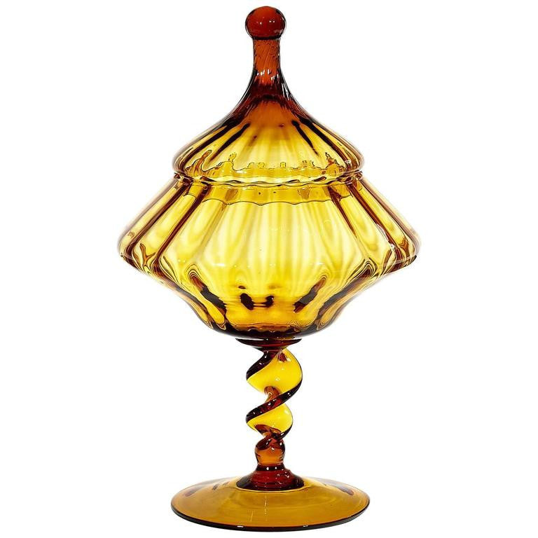 Saturday Feature: Mid-20th Century Empoli Italian Amber Glass Jar