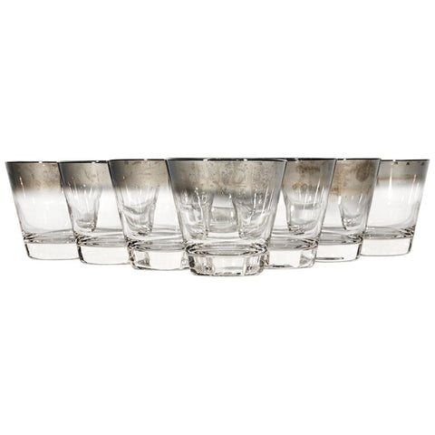 Vintage silver fade old fashioned glass bar tumblers