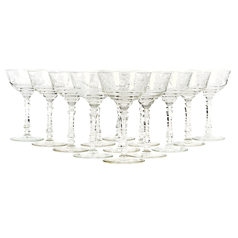1950s Floral Etched Tall Coupes