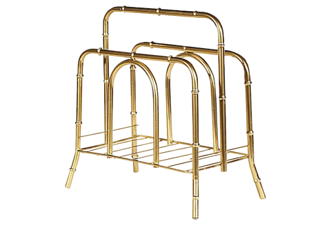 1960s Gilt Metal Bamboo Magazine Rack