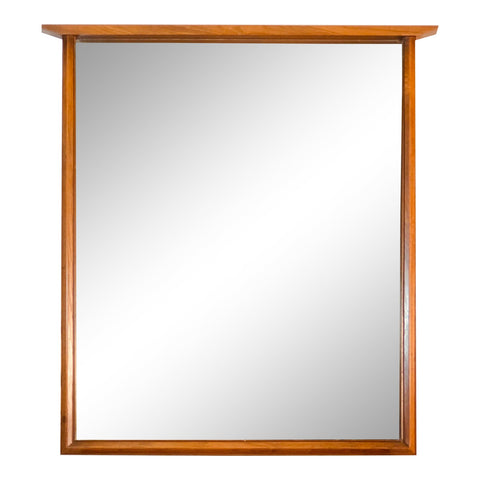 1960s Wood Wall Mirror With Beveled Edge