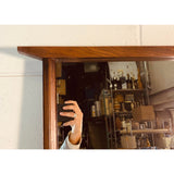 1960s Wood Wall Mirror With Beveled Edge