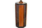 1970s Smoked Glass & Wood Table Lamp