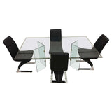 Vintage Glass Dining Table and Zig Zag Dining Chairs, Set of 5