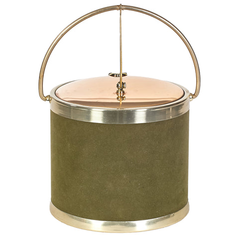 1960s Green & Gilt Round Ice Bucket