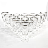 Mid 20th Century Modern French Silver Rimmed Glass Wine Stems