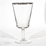 Mid 20th Century Modern French Silver Rimmed Glass Wine Stems, 17 Pieces