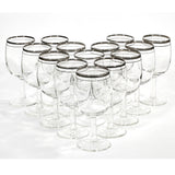 Mid 20th Century Modern Double Silver Ring Glass Stems, 45 Pieces