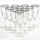 Mid 20th Century Modern Double Silver Ring Glass Stems, 45 Pieces