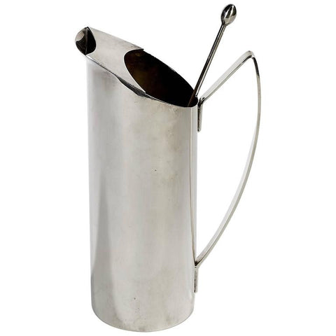 English Art Deco Chrome Martini Pitcher w/ Stirrer