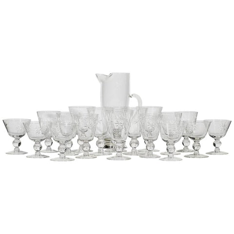 1950s Cambridge Glass Co "Star" Beverage Set of 19 Pieces