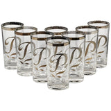 vintage textured monogrammed P glass tumblers.