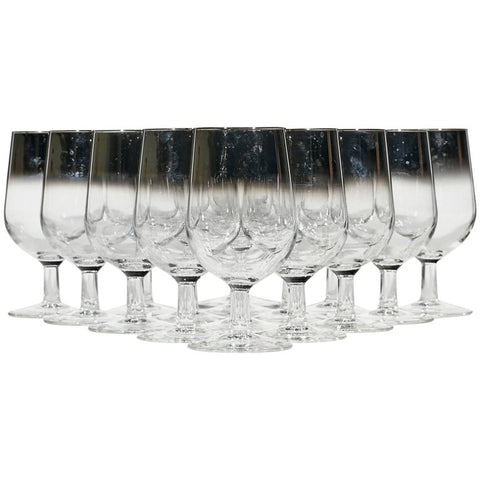 1960s Silver Fade French Glass Stems, Set of 16