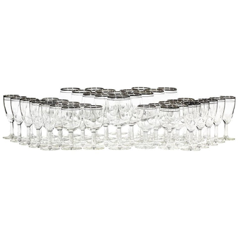 Mid 20th Century Modern Double Silver Ring Glass Stems