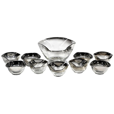 Mid 20th Century Modern Silver Fade Serving Bowl Set