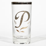 1960s Textured Letter Monogrammed Glass Tumblers, Set of Eight