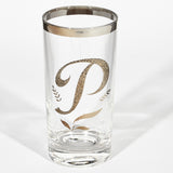1960s Textured Letter Monogrammed Glass Tumblers, Set of Eight