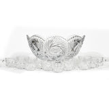 Vintage Heisey Glass Co. Glass Punch Bowl Set