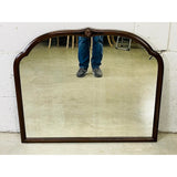 Art Deco Walnut Wall Mirror With Floral Accent