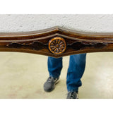 Art Deco Walnut Wall Mirror With Floral Accent