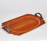 Art Deco Walnut Wood Handled Tray