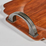 Art Deco Walnut Wood Handled Tray