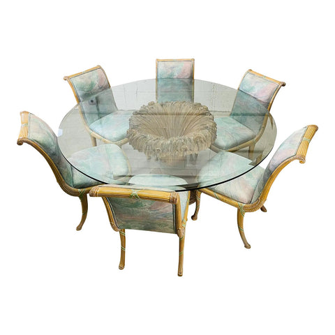 Casa Stradivari Hand Carved Banded Sheaths of Wheat Dining Set