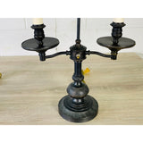 Double Arm Rectangular Table Lamps With Shades, Pair
