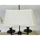 Double Arm Rectangular Table Lamps With Shades, Pair