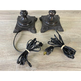 Double Arm Rectangular Table Lamps With Shades, Pair