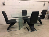 Vintage Glass Dining Table and Zig Zag Dining Chairs, Set of 5