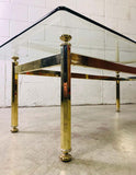 Vintage Rectangular Brass and Glass Top Coffee Table