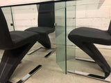 Vintage Glass Dining Table and Zig Zag Dining Chairs, Set of 5