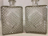 Vintage 1960s Diamond Accented Glass Decanters, Pair
