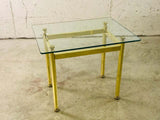 Vintage Rectangular Brass and Glass Top Side Table