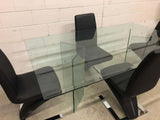 Vintage Glass Dining Table and Zig Zag Dining Chairs, Set of 5