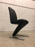 Vintage Glass Dining Table and Zig Zag Dining Chairs, Set of 5