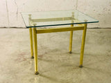 Vintage Rectangular Brass and Glass Top Side Table