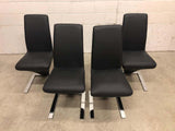 Vintage Glass Dining Table and Zig Zag Dining Chairs, Set of 5