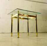 Vintage Rectangular Brass and Glass Top Side Table