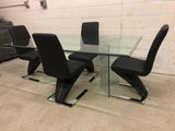 Vintage Glass Dining Table and Zig Zag Dining Chairs, Set of 5