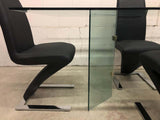 Vintage Glass Dining Table and Zig Zag Dining Chairs, Set of 5