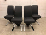 Vintage Glass Dining Table and Zig Zag Dining Chairs, Set of 5