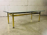 Vintage Rectangular Brass and Glass Top Coffee Table