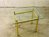 Vintage Rectangular Brass and Glass Top Side Table