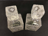 Vintage 1960s Diamond Accented Glass Decanters, Pair