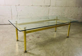Vintage Rectangular Brass and Glass Top Coffee Table