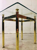 Vintage Rectangular Brass and Glass Top Side Table