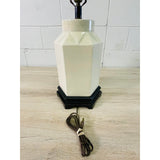Vintage 1950s Chinoiserie Blue & White Crackle Ceramic Table Lamp