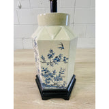 Vintage 1950s Chinoiserie Blue & White Crackle Ceramic Table Lamp